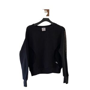 Good American Good Sweats Mesh Inset Crewneck 100% Cotton‎